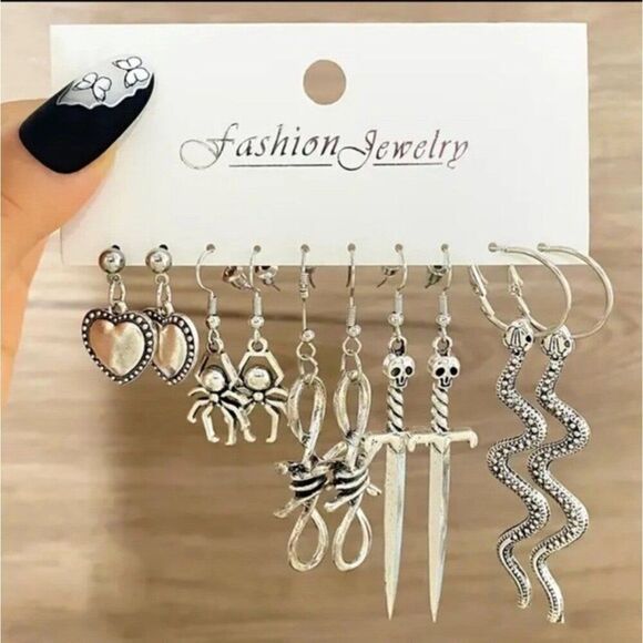 Heart Spider sword Slipknot snake earring bundle - Picture 1 of 4